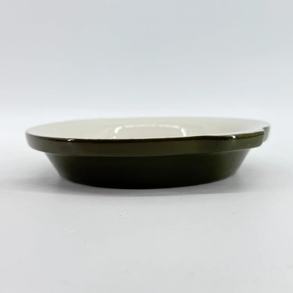 Hall Ceramic Baking Dish 513 Unisex Green White Vintage Tab Handle Stoneware
